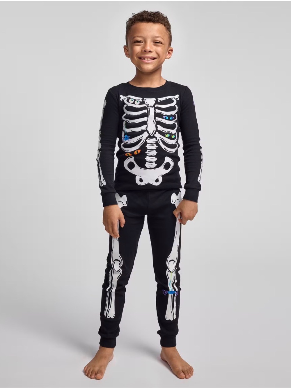 Oxford Black Skeleton Glow-Accent Kids Pajama Set